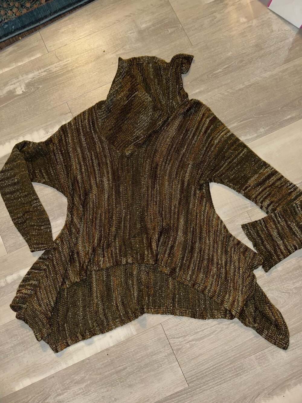 Georgina Estefania Cowl Neck Sweater Size M Brown Knit High-Low Hem